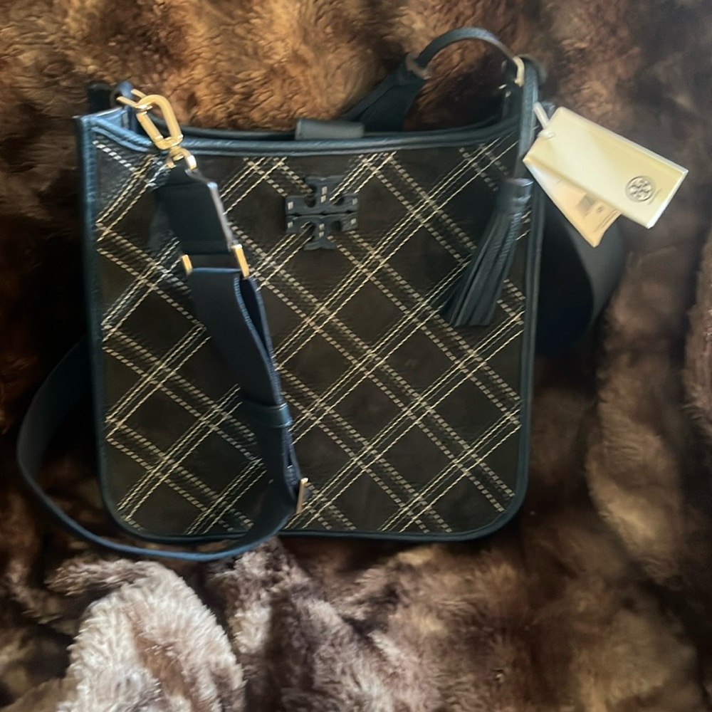 NWT Tory Burch Thea Large Shoulder Crossbody Suede and Leather Bag
